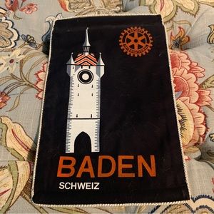 Vintage Baden Schweiz Rotary International Club Wall Hanging Banner Flag
